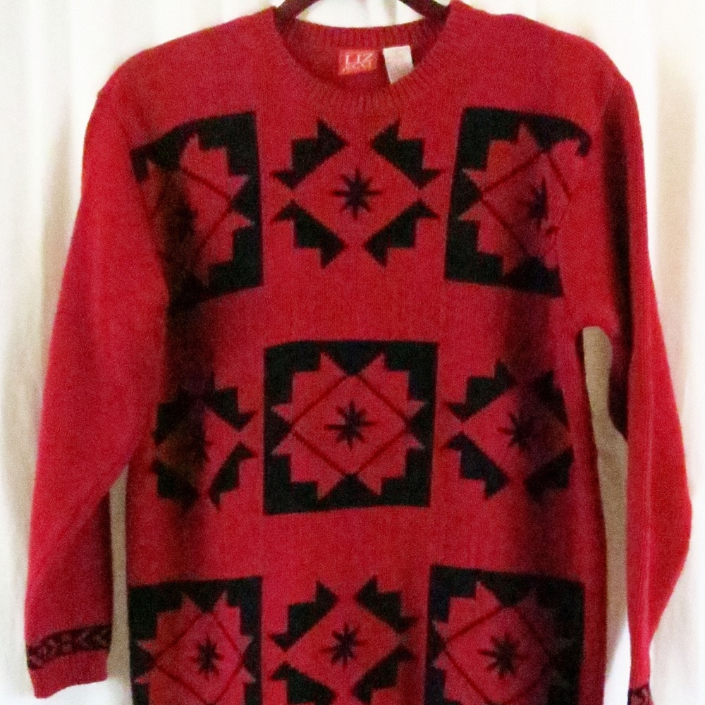 Liz Claiborne Liz Co Petite Sweater Red Black P